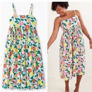 Hanna Andersson Sweet Citrus Print Midi Dress Sz S